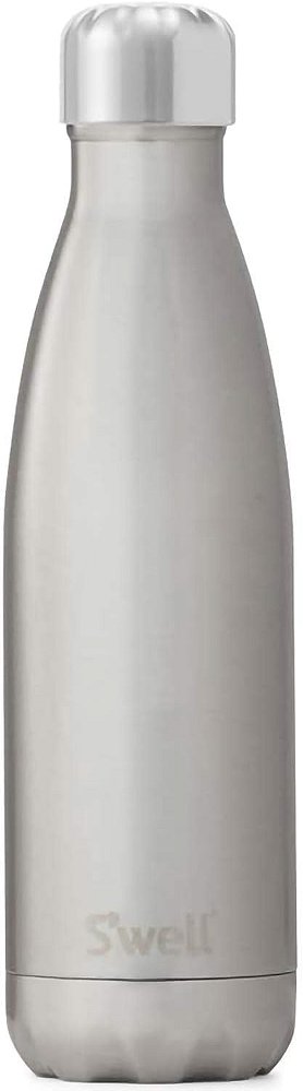 Garrafa de Água de Aço Inoxidável S'well - 17 oz fluidos - Silver Lining - Recipiente com isolamento a vácuo de tripla camada mantém as bebidas geladas por 36 horas e quentes por 18 - Liv