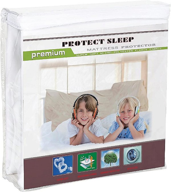 Greaton, Capa protetora de colchão com zíper ultra macio e premium, à prova d'água, respirável e silenciosa, para colchões de 6 a 9 polegadas, tamanho Queen, branca.