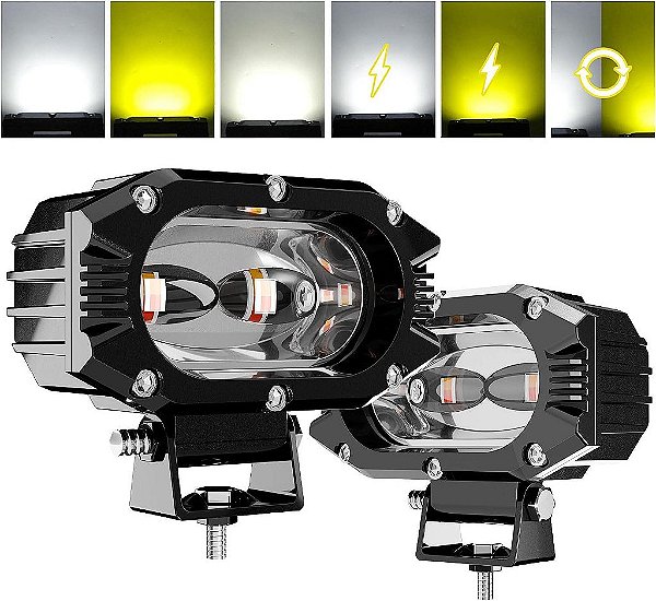 Luzes de trabalho LED 4 Polegadas SLARY 2PCS, Luzes de inundação de fileira única branca/amarela piscando, pods de estrobo com fiação para caminhão, 4x4, SUV, ATV, fora de estrada