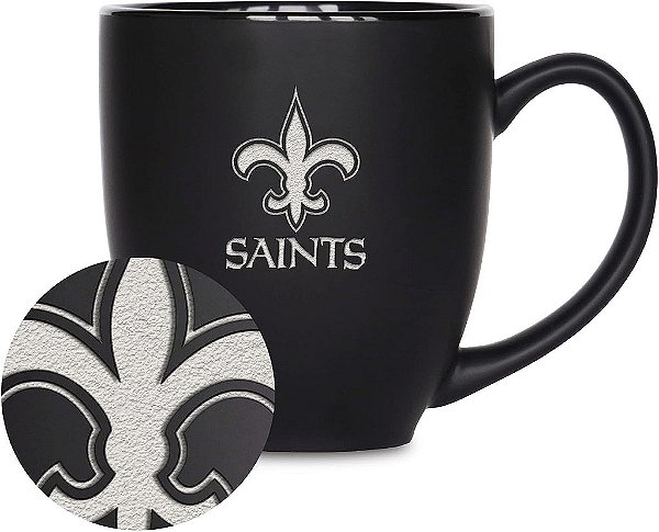 Caneca Bistrô Fosca 15oz NFL Football da Rico Industries - Para Bebidas Quentes ou Frias - Logo da Equipe Gravado para Sensação Única