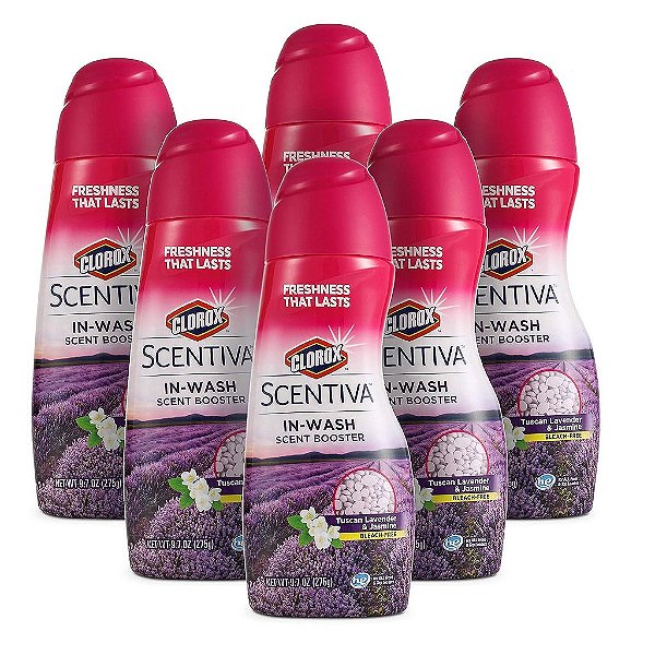 Clorox Scentiva Pérolas Impulsionadoras de Fragrância para Lavanderia, Aromatizante de Lavanda Toscana e Jasmim | Pérolas Impulsionadoras de Fragrância para Lavanderia, 9.7 Onças,