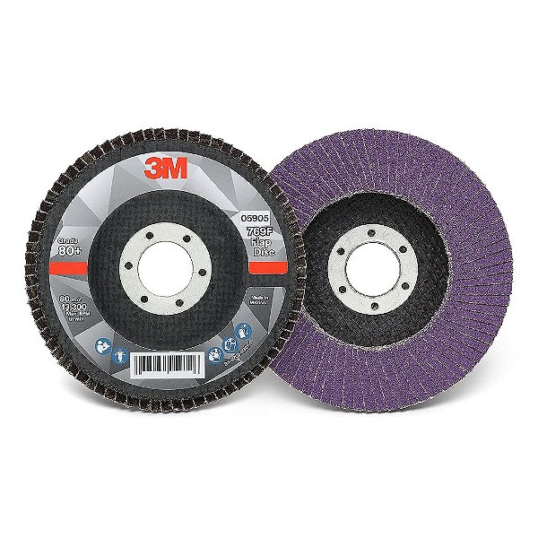 Disco Flap Cubitron 3M 769F, Tipo 27, 80+, 4-1 / 2 pol. x 7/8 pol., Disco de Alta Performance para Retificação e Acabamento com Grão Cerâmico de Alta Precisão,