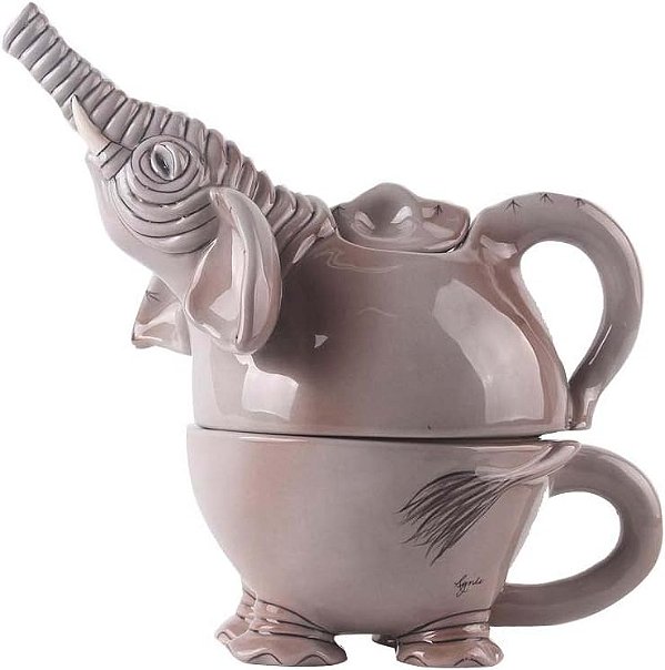Cerâmica Blue Sky 9 x 5.25 x 7.75 Elefante Chá para um