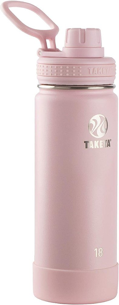 Garrafa de Água Isolada de Aço Inoxidável Takeya Actives com Tampa de Bico, 18 Onças, Rosa.
