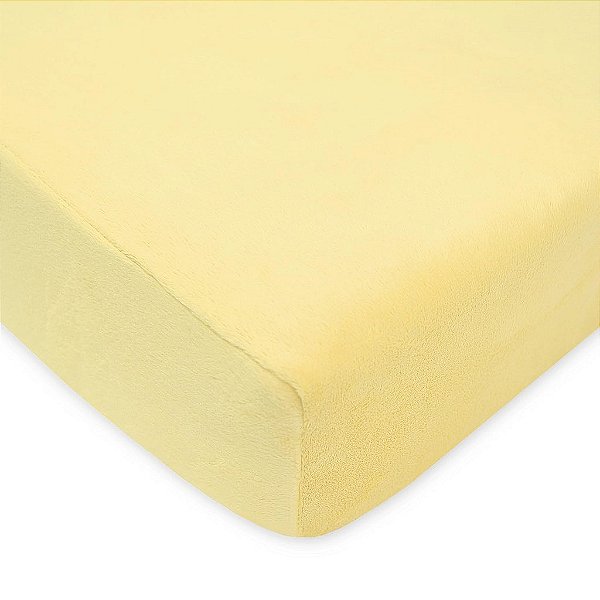 Lençol Ajustável para Berço em Chenille Heavenly Soft TL Care 28 x 52, Aconchegante e Confortável, em Chenille Neutro, Amarelo, para Meninos e Meninas, Serve para Colchões de Berço e
