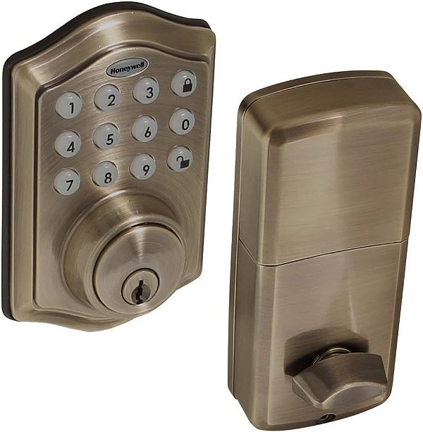 Fechadura Eletrônica com Teclado, Antique Brass, 2.9 x 2 x 6.2 polegadas da Honeywell Safes & Door Locks - 8712109