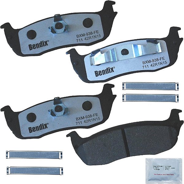 Pastilhas de freio traseiras Bendix Fleet Metlok para Ford Expedition 2002-1997, F-150 2003-1997, Heritage 2004, F-250 1999-1997, F-250 HD 1997 Lincoln Blackwood