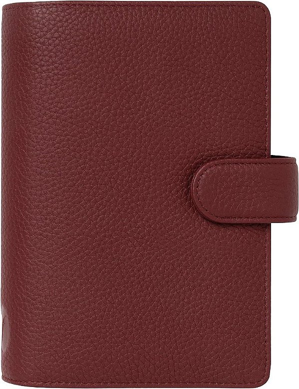 Organizador pessoal Filofax Norfolk, tamanho pessoal, Currant - Couro macio de grão integral, Seis anéis, com agenda semanal, multilíngue, 2024 (C022671-24)
