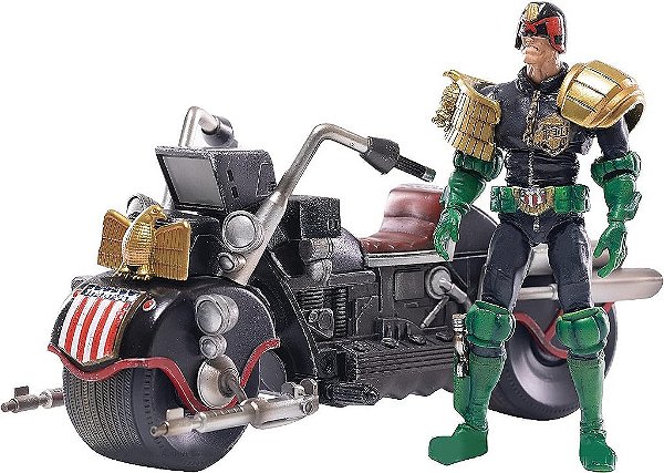 HIYA TOYS Judge Dredd: Dredd e Lawmaster Mk II PX 1:18 Escala Figura de Ação Miniatura Exclusiva.