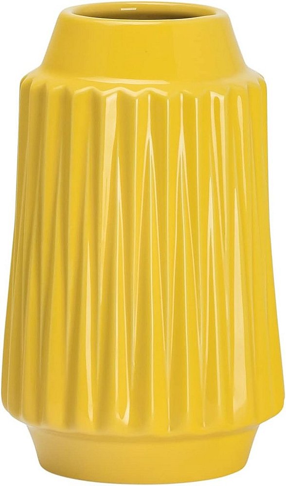 Vaso de cerâmica para decoração moderna de casa Torre & Tagus Ella - Peça central geométrica de mesa para casamentos, encontros, decoração de sala de jantar moderna rústica com padrões facetados, médio