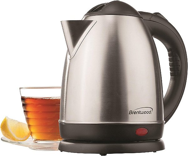 Brentwood KT-1780 Chaleira Elétrica sem Fio de Aço Inoxidável de 1,5L, Prateada