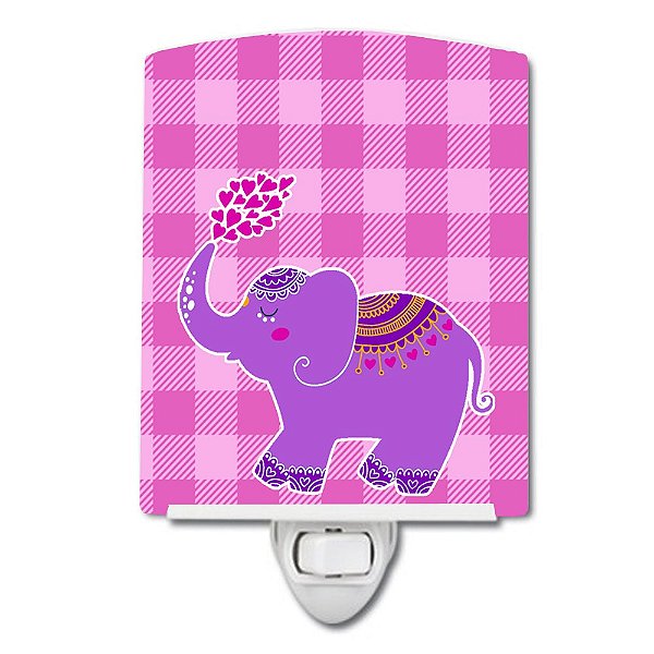 Luz Noturna de Cerâmica com Elefante Roxo, Compacta, Certificada pela UL, Ideal para Quarto, Banheiro, Berçário, Corredor, Cozinha, 6x4x3, Multicolorida da Caroline's Treasures