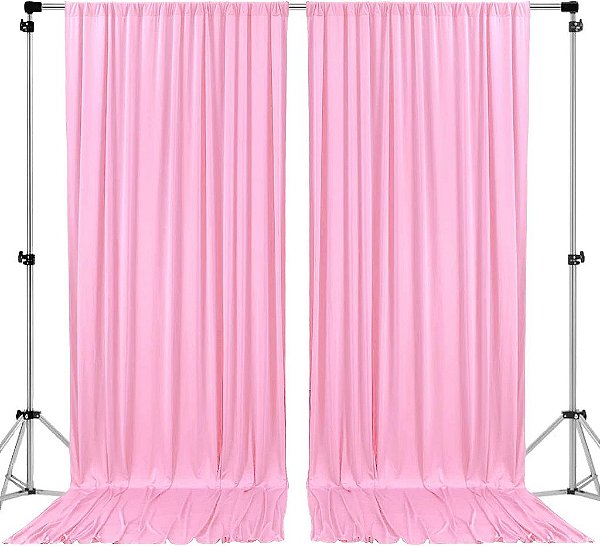 AK TRADING CO. 10 pés x 8 pés IFR Poliéster Cortinas de Fundo para Painéis com Bolsos de Varão - Decorações de Janela para Cerimônia de Casamento Festa em Casa - Rosa