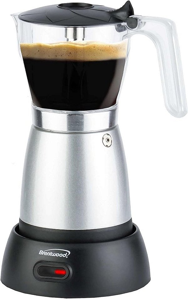 Máquina de Café Expresso Elétrica Brentwood TS-119S Moka Pot, 6 xícaras, Prata