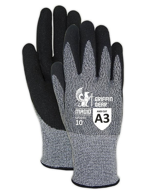 Luvas resistentes a cortes ANSI A3 revestidas com nitrilo granulado Magid Liquid-Grip, 12 pares, tamanho 7/pequeno.