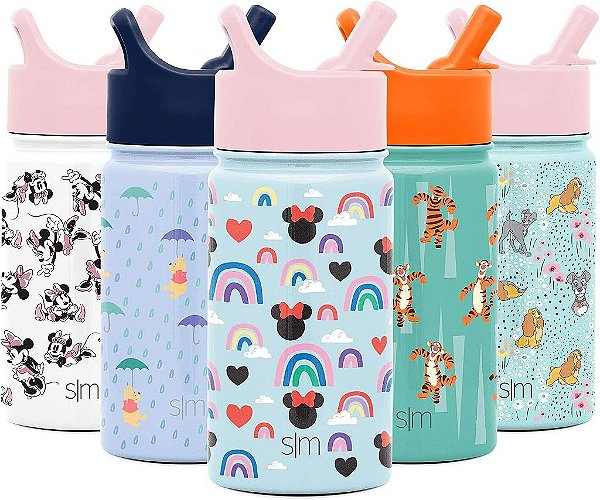 Garrafa de Água para Crianças da Disney Minnie Mouse da Simple Modern com Tampa de Canudo | Copo de Aço Inoxidável Isolado e Reutilizável para Meninas, Escola | Coleção Summit | 14oz, Minnie Mouse Arco