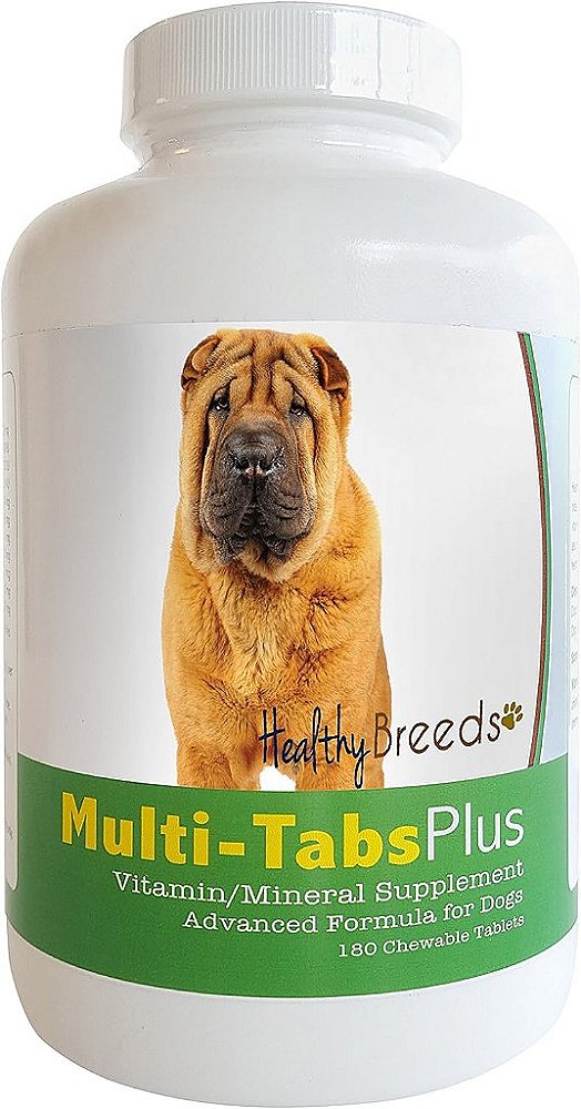 Suplemento mastigável multivitamínico Healthy Breeds para Chinese Shar Pei com 180 comprimidos