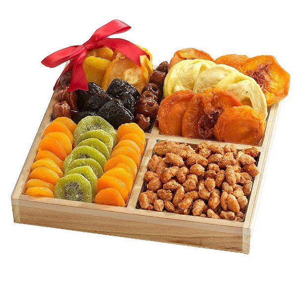 Bandeja de Presente de Frutas Secas Broadway Basketeers, Arranjos de Caixa de Presente e Cesta de Presente Gourmet Saudável para Aniversário, Apreciação, Agradecimento, Famílias, Dia dos Pais (2.