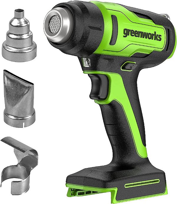 Pistola Térmica Sem Fio Greenworks 24V, Bico Defletor, Bico Concentrador e Bico Plano Alta Temperatura de 1000℉, Ferramenta sem Acessórios