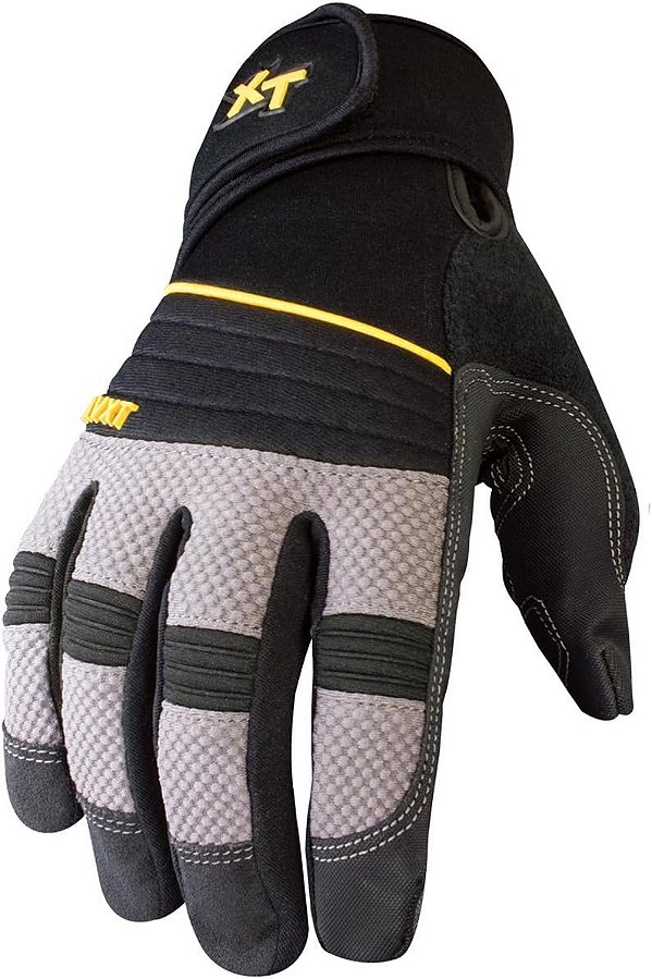 Luvas de trabalho para mecânicos Youngstown Glove Anti-Vibe XT com amortecimento de vibração para homens - duráveis, laváveis, palmas antiderrapantes - cinza escuro