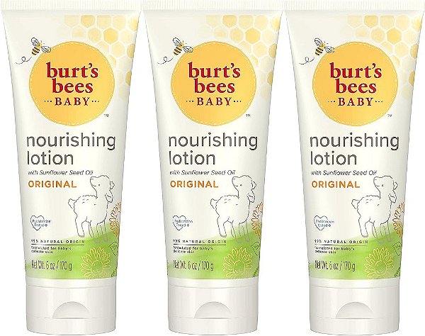 Loção Hidratante Burt's Bees Baby com Óleo de Semente de Girassol, Fragrância Original, Testado por Pediatra, 99,0% de Origem Natural, 6 Onças