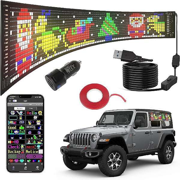 Painel de matriz de LED programável FAHKNS, Sinais de LED brilhantes flexíveis enormes de rolagem publicitária, controle de aplicativo Bluetooth, sinal de LED para loja de carros, loja, festa, bar,