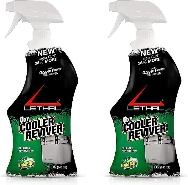 Revitalizador de resfriador de oxigênio letal, limpa e desodoriza com tecnologia de energia oxigenada, para resfriadores de lado duro e macio, frasco de spray de 32 onças.