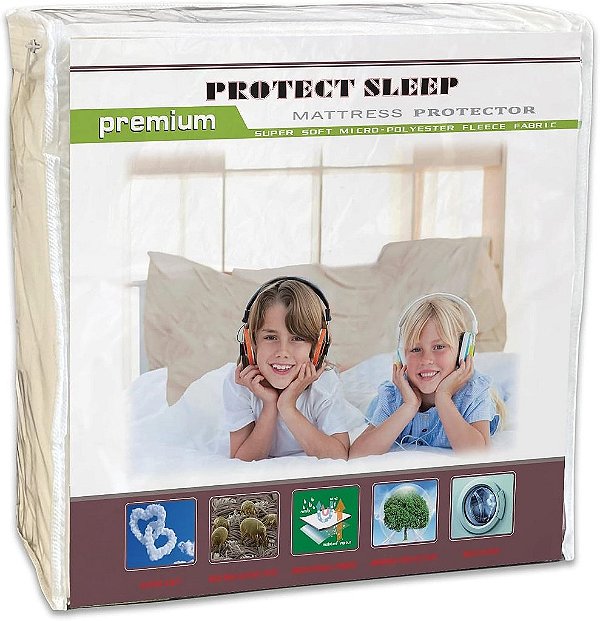 Continental Sleep, Protetor de colchão com zíper ultra macio e premium, à prova d'água, respirável e silencioso, para colchão de 6 a 9 polegadas, Queen, Branco.