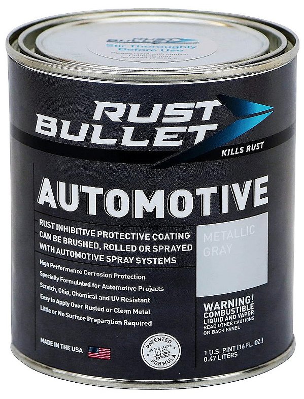 RUST BULLET - Tinta Inibidora de Ferrugem Automotiva - Revestimento Protetor e Preventivo contra Ferrugem - Sem necessidade de camada superior - Pintura, Cinza Metálico