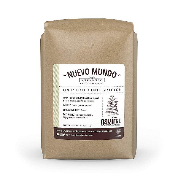 Café em grão Gaviña Nuevo Mundo Espresso, 100% Arábica, 32 oz Bag