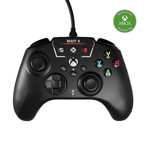 Controle de jogo com fio Turtle Beach REACT-R - Licenciado oficialmente para Xbox Series X & S, Xbox One e PC's com Windows 10|11 - Preto