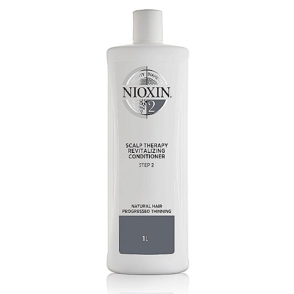 Nioxin Sistema 2, Condicionador Terapêutico com Óleo de Hortelã-pimenta, Trata o Couro Cabeludo Sensível e Fornece Hidratação, Para Cabelos Naturais com Afinamento Avanç