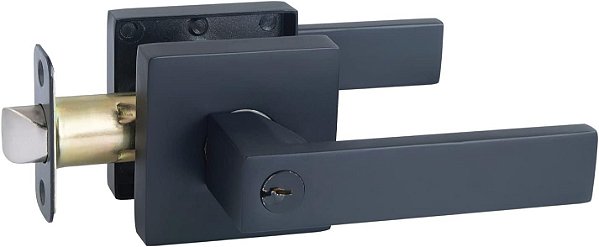 Casa de Design 582379 Karsen Modern Maçaneta de Entrada com Chave Ajustável de 2 Vias Preto Fosco