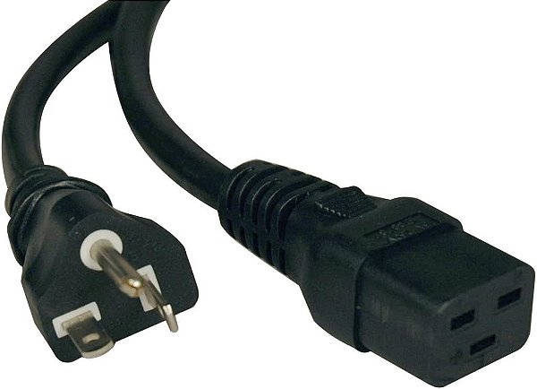 Cabo de energia robusto Tripp Lite, 20A, 12AWG (IEC-320-C19 para NEMA 5-20P) 10 pés (P049-010), preto