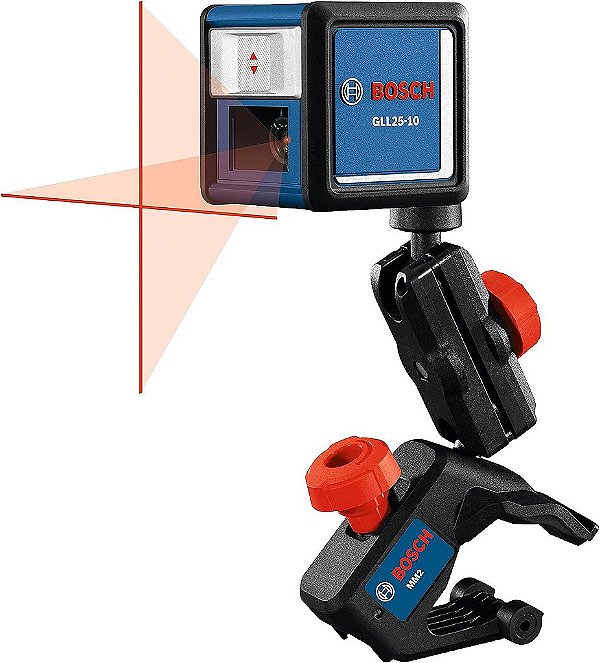 Nível a Laser de Linha Cruzada Vertical e Horizontal Multifuncional Auto-nivelante Bosch GLL25-10 de 30 pés, Vermelho