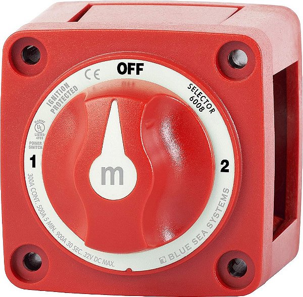 Sistema Blue Sea Systems 6008 Chave de Bateria da Série m 3 Posições Seletor, Vermelho