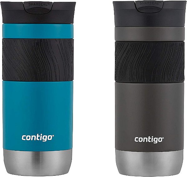 Caneca de viagem de aço inoxidável com isolamento a vácuo Contigo Byron, com tampa à prova de vazamentos, copo de café ou garrafa de água reutilizável, livre de BPA, mantém bebidas quentes ou