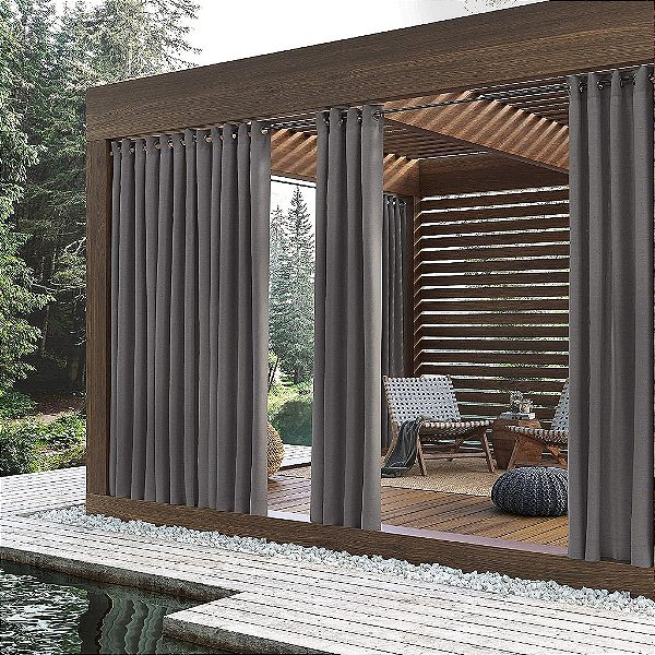Painel de cortina com ilhós Sun Zero Beacon tecido para interiores / exteriores, proteção UV eficiente em energia, 52 x 84, cinza