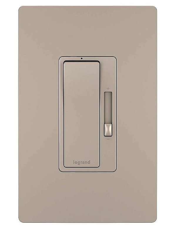 Legrand - Pass & Seymour Interruptor de Luz Dimmer Radiant com Placa de Parede, para Luzes LED Reguláveis, Lâmpadas LED e CFL de 450W - 700W Incandescente e Halógena, Níquel, RHCL453