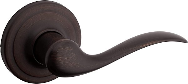 Maçaneta de Passagem Kwikset Tustin para Porta Interna, Alavanca para Portas de Armários e Corredores, Alavanca Reversível sem Trava, Bronze Veneziano, com Proteção Microban