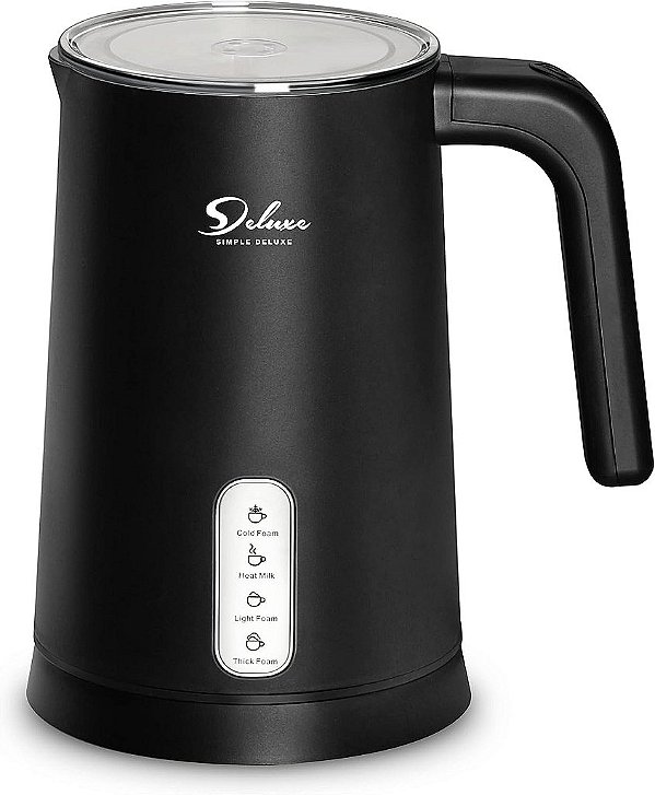 Batedor de Leite Deluxe Simples, Vaporizador de Leite Elétrico 4 em 1 250ml/8.4oz Automático Para Fazer Espuma de Leite Quente e Frio e Aquecedor de Leite Para Latte,