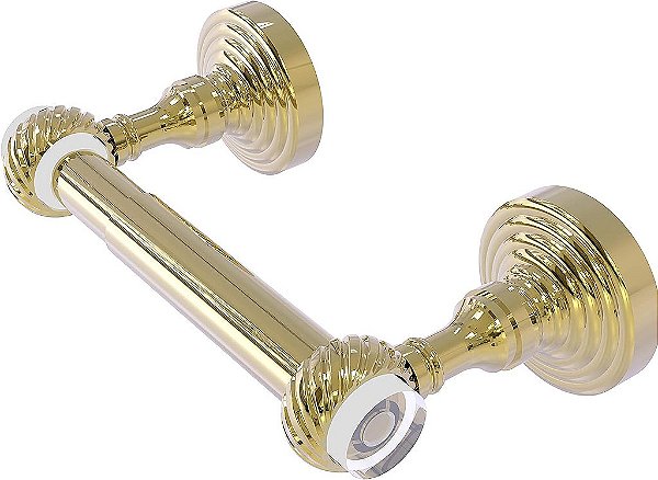 Suporte para papel higiênico com dois postes e acentos torcidos da coleção Pacific Grove da Allied Brass, em latão sem laca.