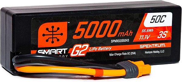 Spektrum 11,1V 5000mAh 3S 50C Smart LiPo G2 Hard Case: IC3, SPMX53S50H3 = Spektrum 11,1V 5000mAh 3S 50C Smart Li