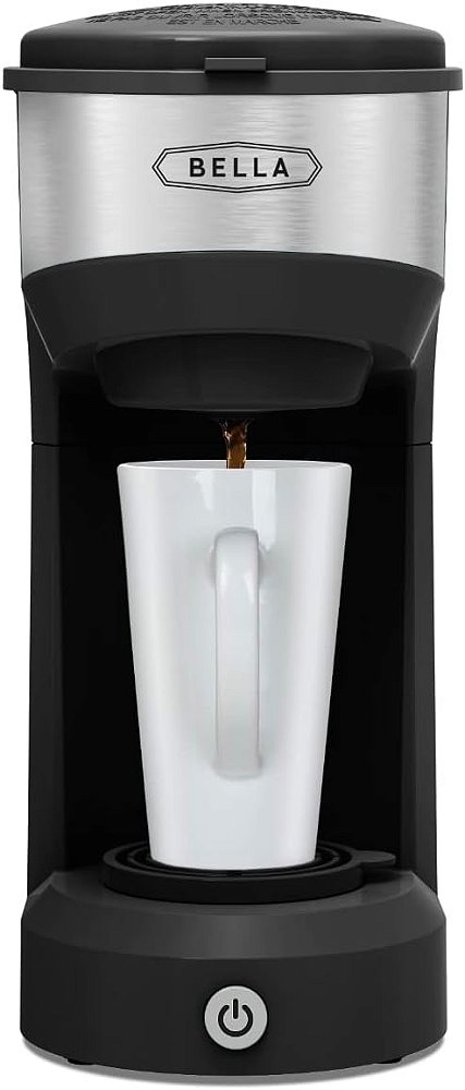 Cafeteira Individual BELLA Dual Brew, Compatível com Cápsulas K-cup e Suporte para Café Moído - Desligamento Automático e Bandeja Ajustável, 14oz, Preto
