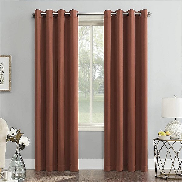 Cortina de ilhós Sun Zero Soho Blackout Energy Efficient, 1 painel, 54 x 95, Terracota