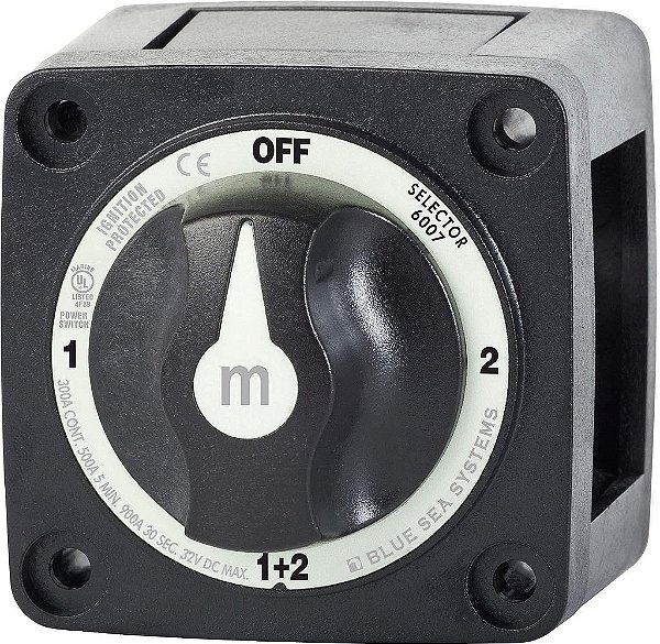 Interruptor Seletor de Bateria da Série m da Blue Sea Systems 6007200, Preto