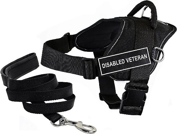 Arnês DT Fun VETERANO COM DEFICIÊNCIA com acabamento refletivo, tamanho extra grande, e guia para cachorro acolchoado de 6 pés Dean & Tyler.