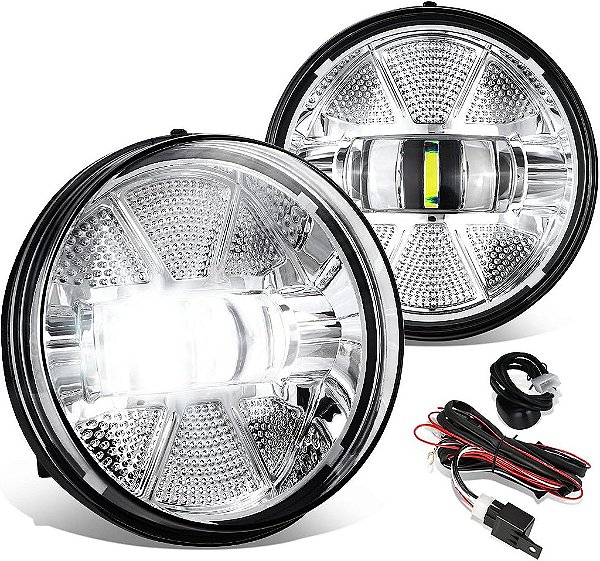 Par de Luzes de Neblina LED com Chicote de Fiação e Interruptor Compatível com GMC Sierra 1500/2500 HD/3500 HD 07-13/07-14, Lente Transparente