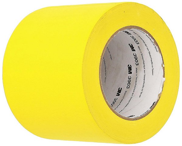 3M - 4-50-3903-AMARELO 3903 Rolo de Fita Adesiva de Vinil - 4 pol. x 150 pés. Amarelo, Resistente à Umidade, Produtos Químicos, Fita Adesiva