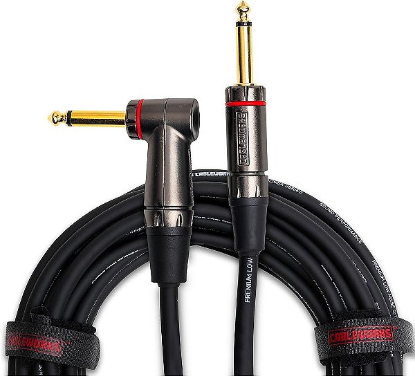 Cabo de instrumento premium Cableworks da série Headliner da Gator Cases de 10 pés reto para ângulo direito com silenciador; (GCWH-INS-10RAQT)